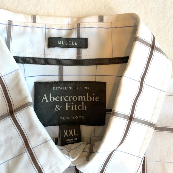 ABERCROMBIE & FITCH Y2K MUSCLE-FIT WINDOW PANE BUTTON DOWN LONG SLEEVE SHIRT XXL - Picture 4 of 8